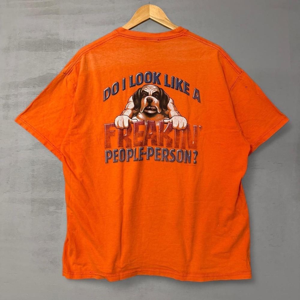 Vintage Big Dogs Graphic T-Shirt Orange Freakin People Person XL